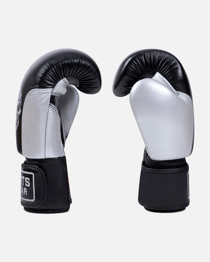 (Kick)bokshandschoen leer zwart zilver voor beginners en gevorderden